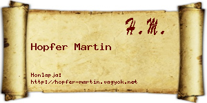 Hopfer Martin névjegykártya